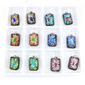 MC0049 or sable fleur intérieure Lampwork Square Square pendentifs 12 pcs / boîte